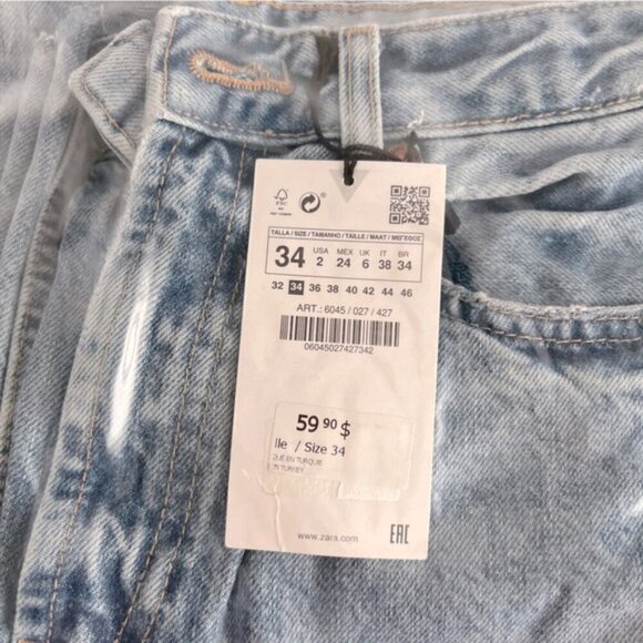 Zara Blue Flare Wide Leg Jeans with Distressed Details - Picture 5 of 11